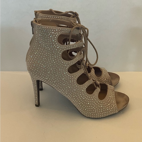 Rhinestone Lace up open toe bootie - Picture 2 of 2